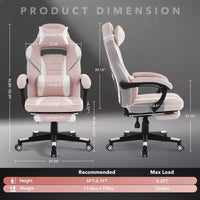 Chaise rose fleur de cerisier avec repose-pieds, chaise d'ordinateur ergonomique avec soutien lombaire et appui-tête, chaises de direction à base pivotante à 360° et hauteur réglable