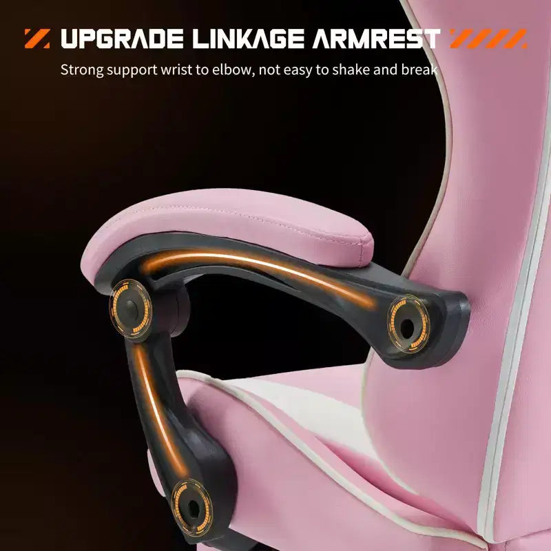 Chaise gaming MAYEERTY, chaise de bureau de jeu vidéo ergonomique pour ordinateur avec repose-pieds, soutien lombaire confortable, chaise inclinable en cuir PU avec appui-tête, accoudoir relevable fixe