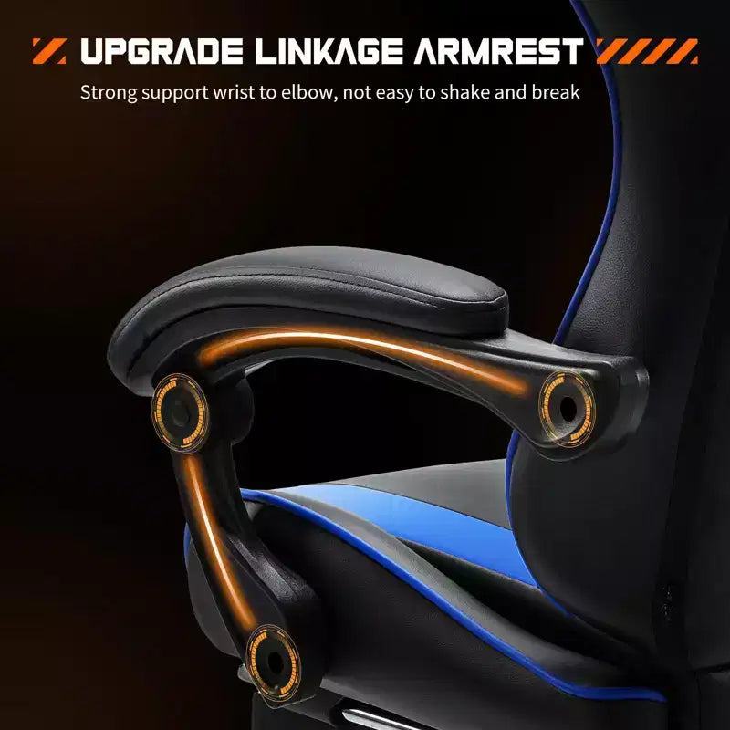 Chaise gaming ergonomique Okak avec repose-pieds et soutien lombaire, chaise d'ordinateur avec appui-tête et accoudoir, chaise à roulettes pour l'étude, le bureau