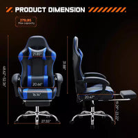 Chaise gaming ergonomique Okak avec repose-pieds et soutien lombaire, chaise d'ordinateur avec appui-tête et accoudoir, chaise à roulettes pour l'étude, le bureau