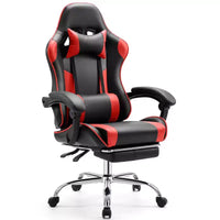 Chaise gaming ergonomique Okak avec repose-pieds et soutien lombaire, chaise d'ordinateur avec appui-tête et accoudoir, chaise à roulettes pour l'étude, le bureau
