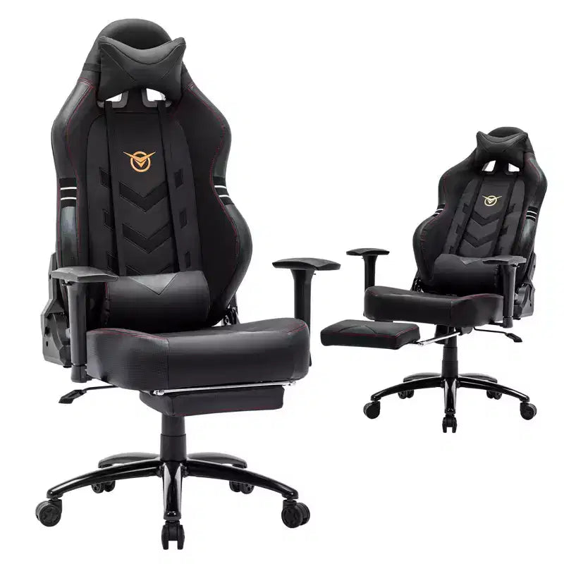 Chaise gaming ergonomique Okak à dossier haut avec coussin cervical amovible, chaise d'ordinateur à assise rembourrée et soutien lombaire, chaise confortable pour la maison, noir