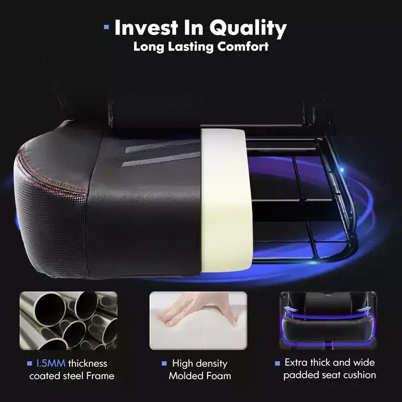 Chaise gaming ergonomique Okak à dossier haut avec coussin cervical amovible, chaise d'ordinateur à assise rembourrée et soutien lombaire, chaise confortable pour la maison, noir