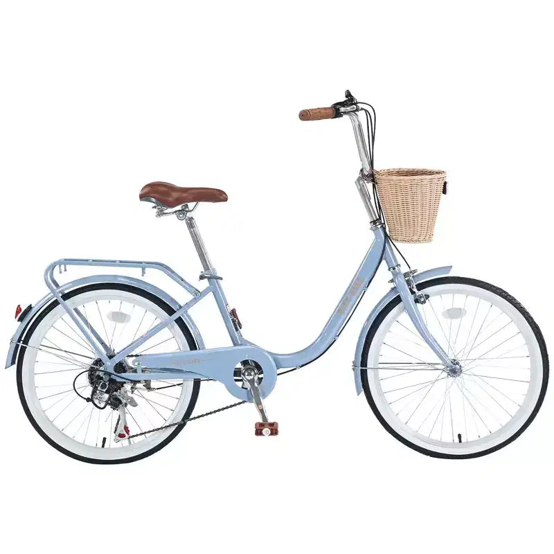 Vélo de croisière Okak 22 pouces avec panier avant, vélo fille à cadre en acier, frein en V et selle confortable, vélo adulte pour filles et femmes