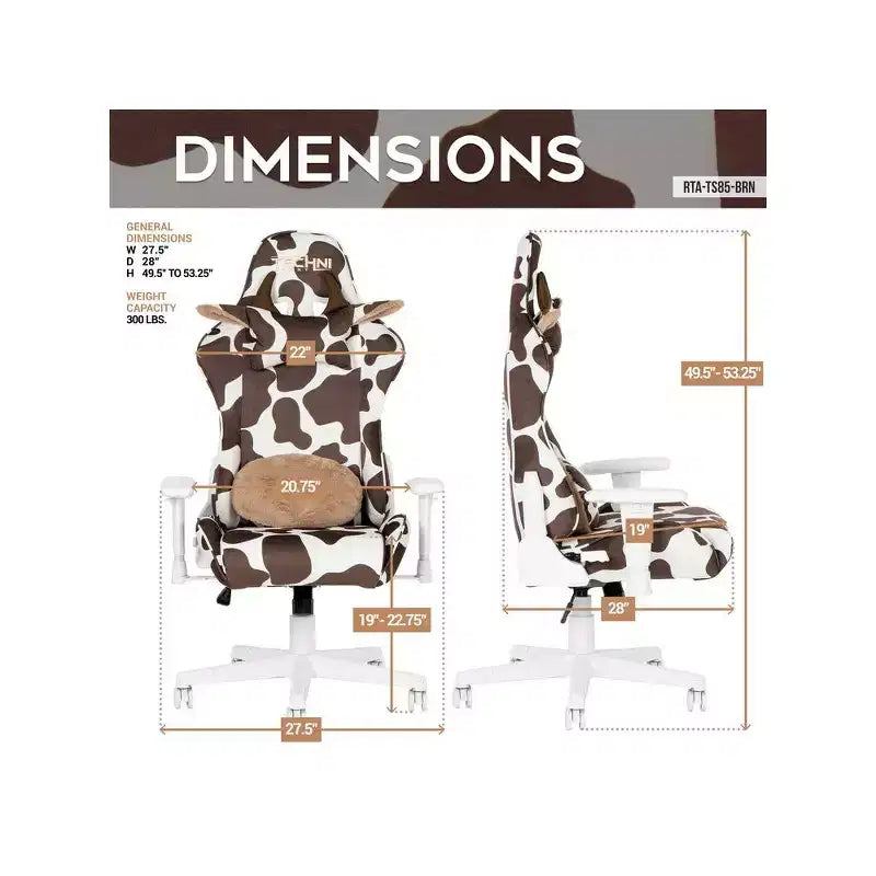 Chaise gaming série COW marron TS85