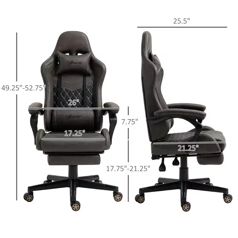 Chaise de jeu racing en cuir PU Diamond, chaise de bureau gamer à dossier haut, fauteuil inclinable pivotant avec repose-pieds, support lombaire, hauteur réglable