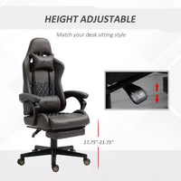 Chaise de jeu racing en cuir PU Diamond, chaise de bureau gamer à dossier haut, fauteuil inclinable pivotant avec repose-pieds, support lombaire, hauteur réglable