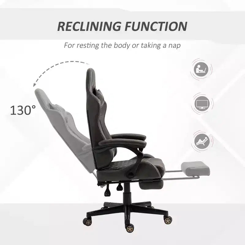 Chaise de jeu racing en cuir PU Diamond, chaise de bureau gamer à dossier haut, fauteuil inclinable pivotant avec repose-pieds, support lombaire, hauteur réglable