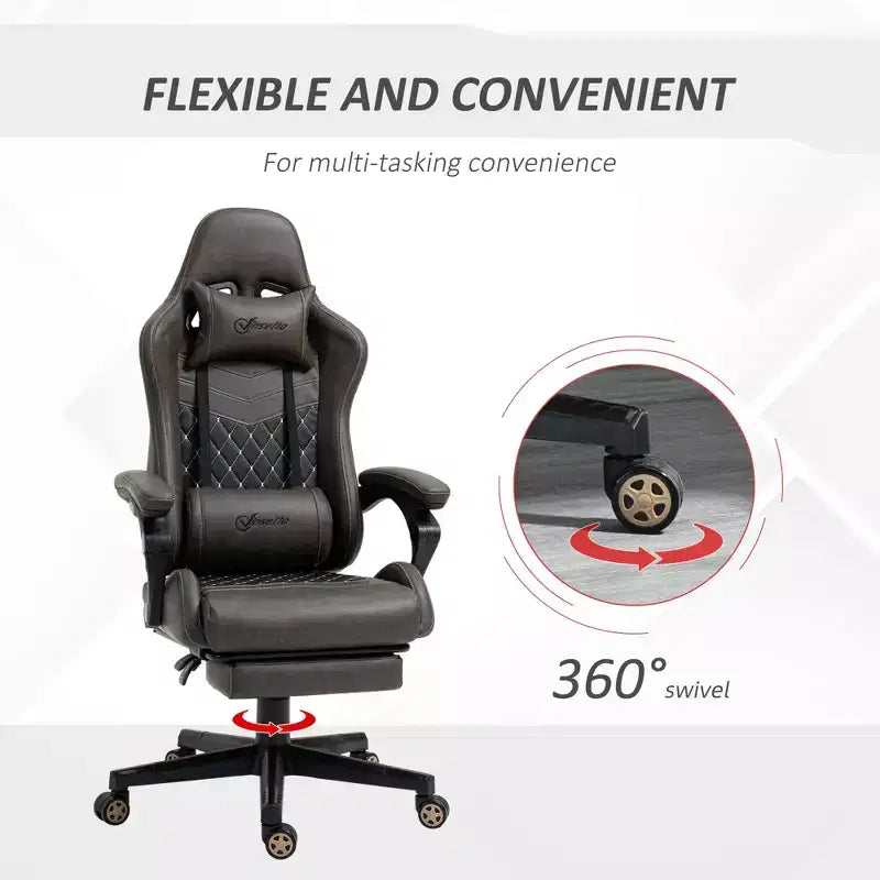 Chaise de jeu racing en cuir PU Diamond, chaise de bureau gamer à dossier haut, fauteuil inclinable pivotant avec repose-pieds, support lombaire, hauteur réglable