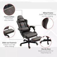 Chaise de jeu racing en cuir PU Diamond, chaise de bureau gamer à dossier haut, fauteuil inclinable pivotant avec repose-pieds, support lombaire, hauteur réglable