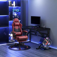 Chaise de jeu racing en cuir PU Diamond, chaise de bureau gamer à dossier haut, fauteuil inclinable pivotant avec repose-pieds, support lombaire, hauteur réglable