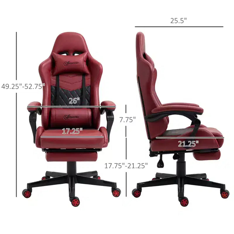Chaise de jeu racing en cuir PU Diamond, chaise de bureau gamer à dossier haut, fauteuil inclinable pivotant avec repose-pieds, support lombaire, hauteur réglable