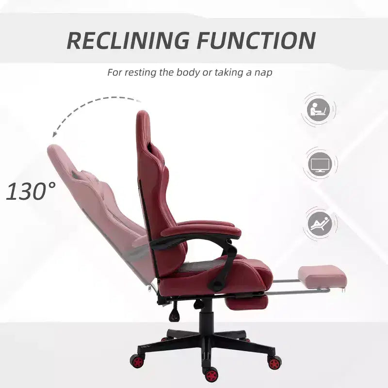 Chaise de jeu racing en cuir PU Diamond, chaise de bureau gamer à dossier haut, fauteuil inclinable pivotant avec repose-pieds, support lombaire, hauteur réglable