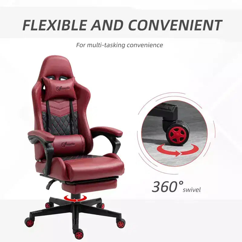 Chaise de jeu racing en cuir PU Diamond, chaise de bureau gamer à dossier haut, fauteuil inclinable pivotant avec repose-pieds, support lombaire, hauteur réglable
