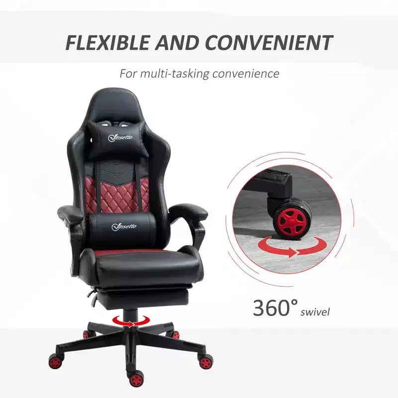 Chaise de jeu racing en cuir PU Diamond, chaise de bureau gamer à dossier haut, fauteuil inclinable pivotant avec repose-pieds, support lombaire, hauteur réglable
