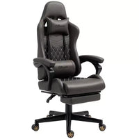 Chaise de jeu racing en cuir PU Diamond, chaise de bureau gamer à dossier haut, fauteuil inclinable pivotant avec repose-pieds, support lombaire, hauteur réglable