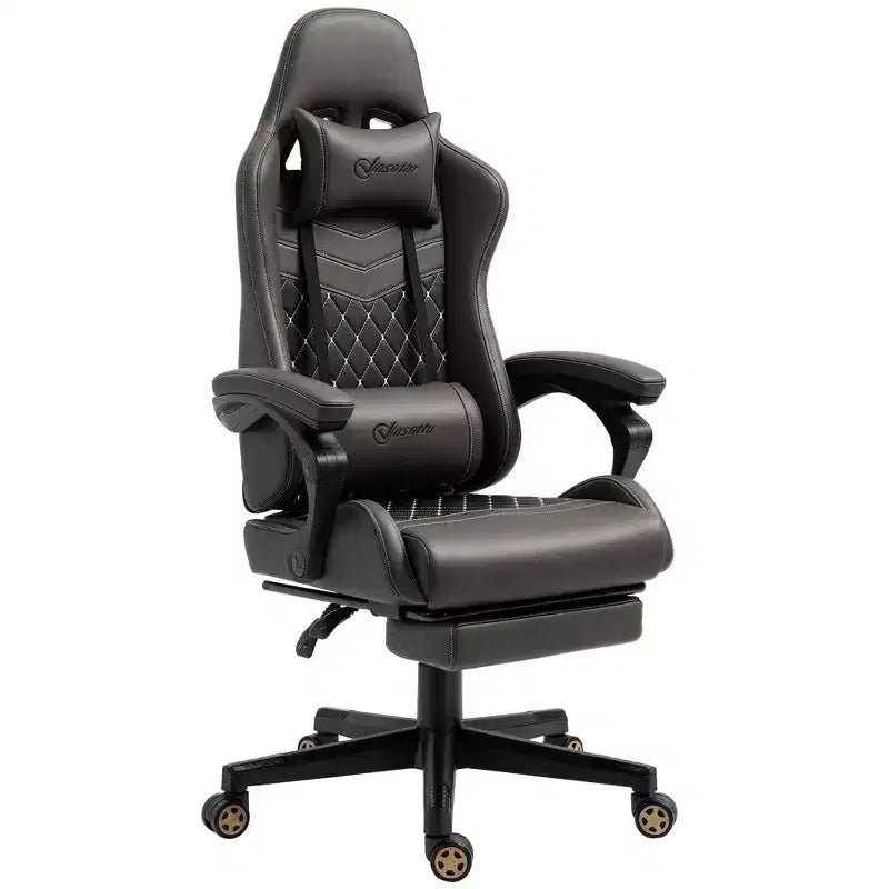 Chaise de jeu racing en cuir PU Diamond, chaise de bureau gamer à dossier haut, fauteuil inclinable pivotant avec repose-pieds, support lombaire, hauteur réglable