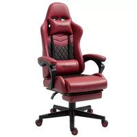 Chaise de jeu racing en cuir PU Diamond, chaise de bureau gamer à dossier haut, fauteuil inclinable pivotant avec repose-pieds, support lombaire, hauteur réglable
