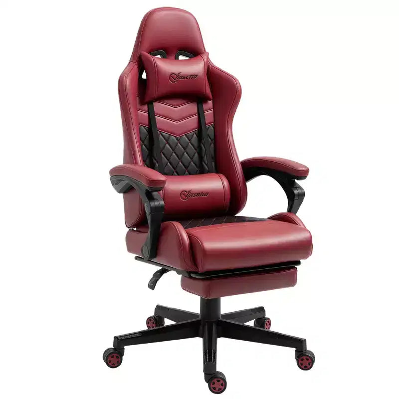 Chaise de jeu racing en cuir PU Diamond, chaise de bureau gamer à dossier haut, fauteuil inclinable pivotant avec repose-pieds, support lombaire, hauteur réglable