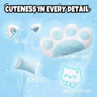 Chaise de jeu pivotante Okak Modern Cute Cat avec coussin lombaire patte, chaise d'ordinateur ergonomique haute pour adultes