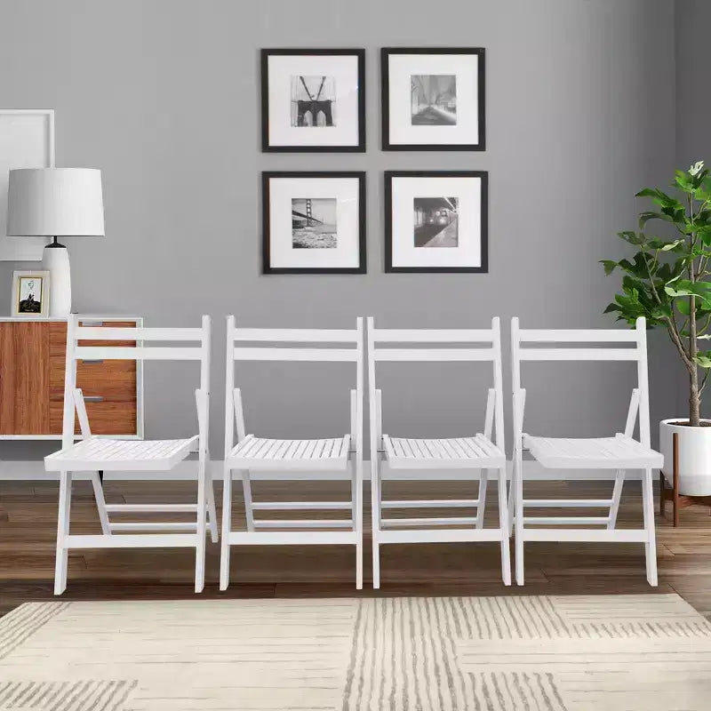 Chaise pliante en bois à lattes pour événement spécial - Blanche, lot de 4, CHAISE PLIANTE, STYLE PLIABLE