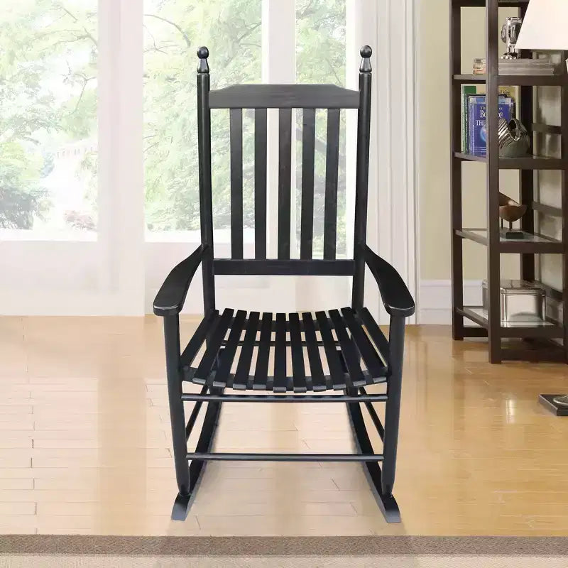 Fauteuil à bascule de porche en bois NOIR, sans tapis