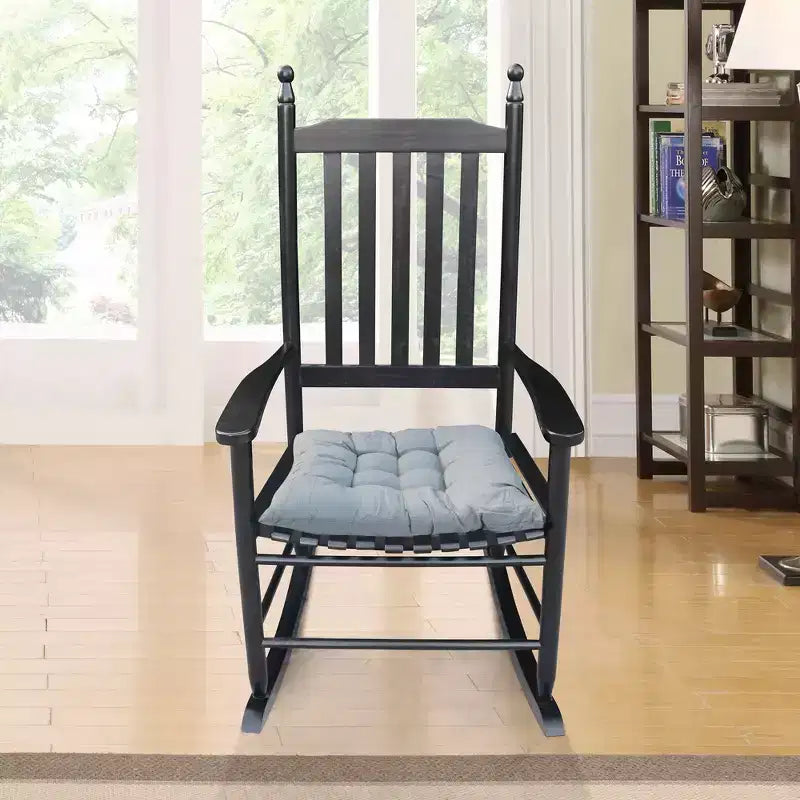 Fauteuil à bascule de porche en bois NOIR, sans tapis