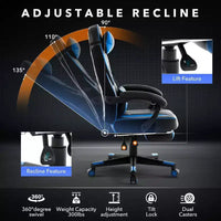Chaise gaming ergonomique Acekool pour adultes, cuir PU, lombaire de massage, repose-pieds, réglable, pour le bureau ou le gaming