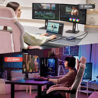 Chaise gaming ergonomique Acekool pour adultes, cuir PU, lombaire de massage, repose-pieds, réglable, pour le bureau ou le gaming