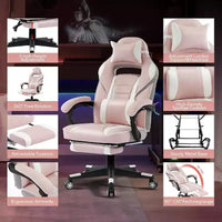 Chaise gaming ergonomique Acekool pour adultes, cuir PU, lombaire de massage, repose-pieds, réglable, pour le bureau ou le gaming