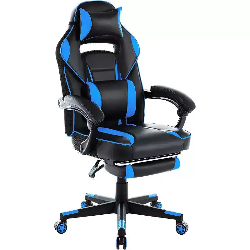 Chaise gaming ergonomique Acekool pour adultes, cuir PU, lombaire de massage, repose-pieds, réglable, pour le bureau ou le gaming