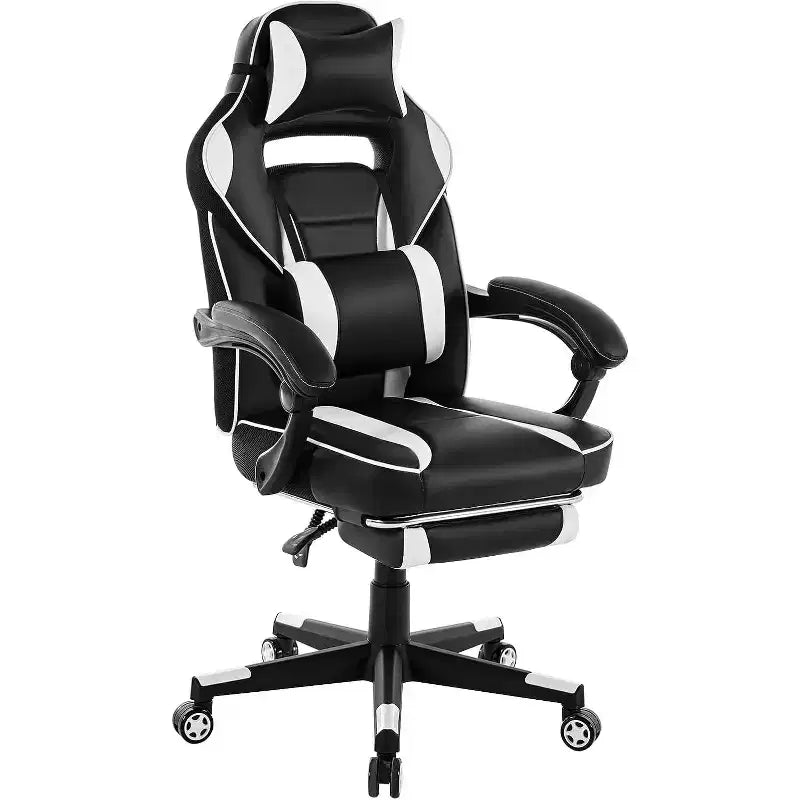 Chaise gaming ergonomique Acekool pour adultes, cuir PU, lombaire de massage, repose-pieds, réglable, pour le bureau ou le gaming