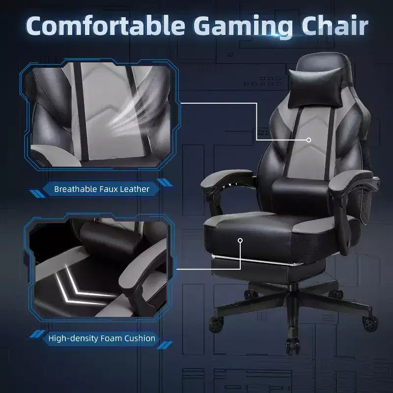 Chaises gaming Celebalcony pour adultes avec repose-pieds, dossier haut, soutien lombaire de massage, chaises d'ordinateur pivotantes à 360° à hauteur réglable
