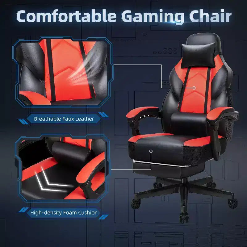 Chaises gaming Celebalcony pour adultes avec repose-pieds, dossier haut, soutien lombaire de massage, chaises d'ordinateur pivotantes à 360° à hauteur réglable