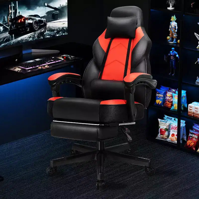 Chaises gaming Celebalcony pour adultes avec repose-pieds, dossier haut, soutien lombaire de massage, chaises d'ordinateur pivotantes à 360° à hauteur réglable