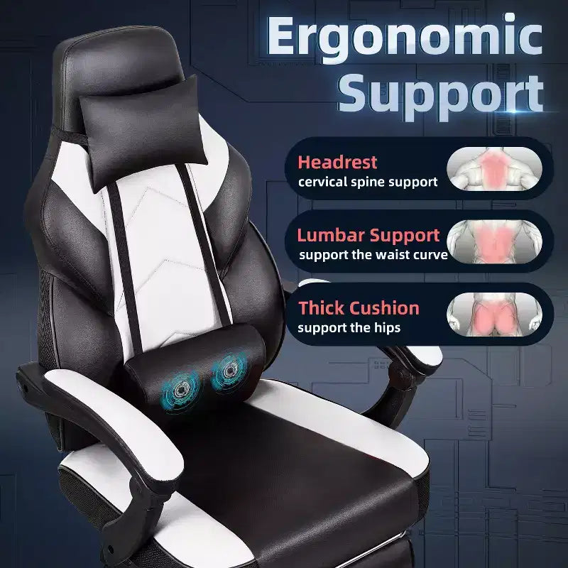 Chaises gaming Celebalcony pour adultes avec repose-pieds, dossier haut, soutien lombaire de massage, chaises d'ordinateur pivotantes à 360° à hauteur réglable