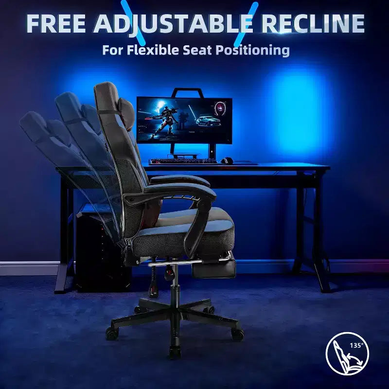 Chaises gaming Celebalcony pour adultes avec repose-pieds, dossier haut, soutien lombaire de massage, chaises d'ordinateur pivotantes à 360° à hauteur réglable