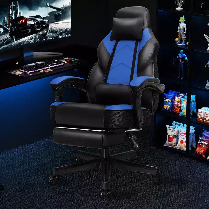 Chaises gaming Celebalcony pour adultes avec repose-pieds, dossier haut, soutien lombaire de massage, chaises d'ordinateur pivotantes à 360° à hauteur réglable