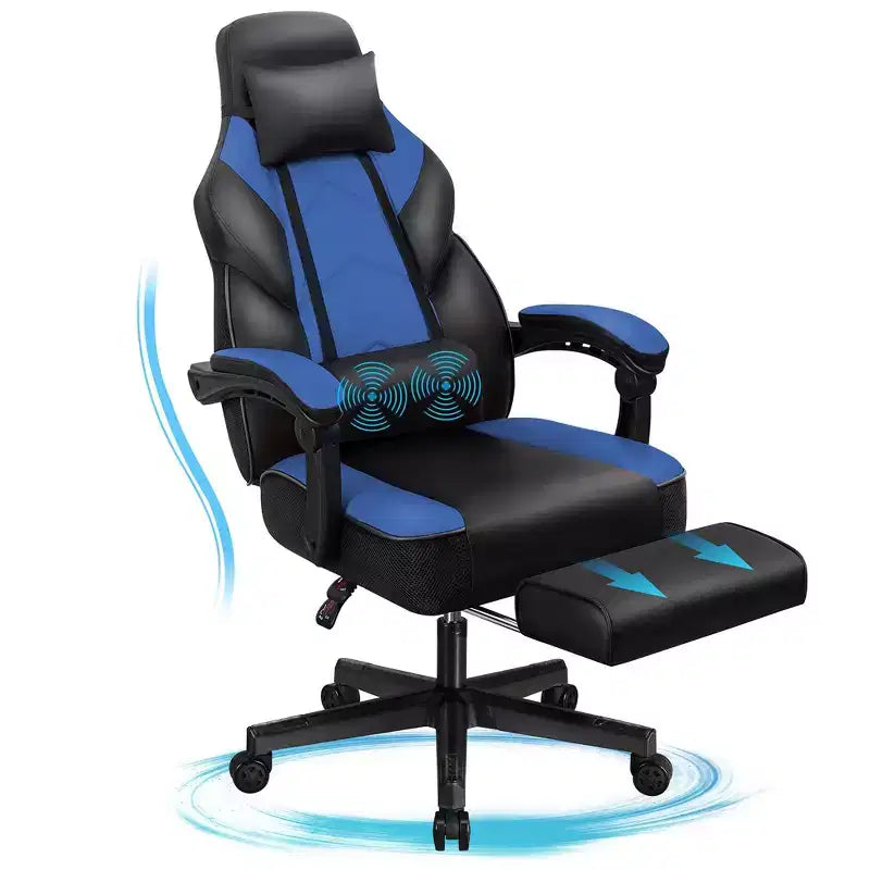 Chaises gaming Celebalcony pour adultes avec repose-pieds, dossier haut, soutien lombaire de massage, chaises d'ordinateur pivotantes à 360° à hauteur réglable