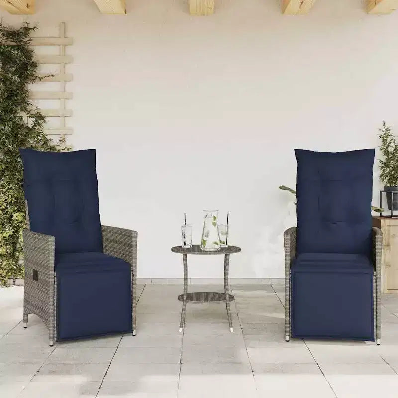 vidaXL Ensemble bistrot 3 pièces avec coussins en résine tressée gris