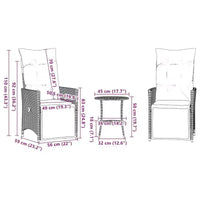 vidaXL Ensemble bistrot 3 pièces avec coussins en résine tressée gris