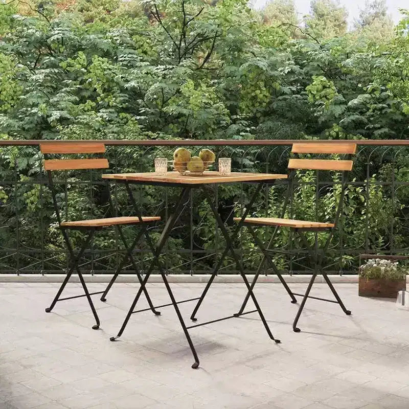 vidaXL Ensemble bistro pliant 3 pcs Bois de teck massif et acier