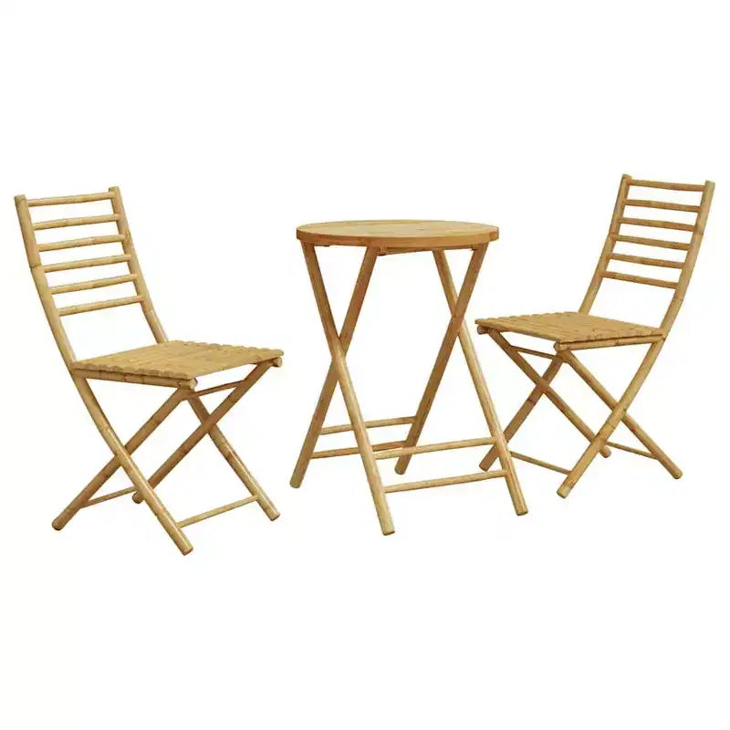 vidaXL Ensemble bistro en bambou naturel, taille standard, pliable