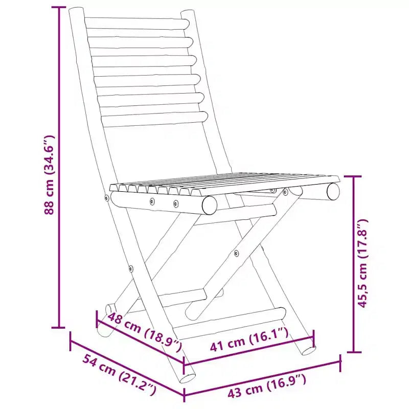 vidaXL Ensemble de bistrot Bambou naturel Bambou Taille standard Pliable