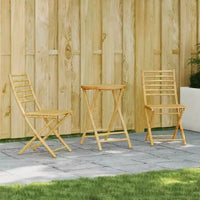 vidaXL Ensemble bistro en bambou naturel, taille standard, pliable