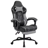 Chaise de jeu MAYEERTY, chaise d'ordinateur, chaise ergonomique avec repose-pieds et soutien lombaire pour salon, noir-gris