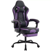 Chaise de jeu MAYEERTY, chaise d'ordinateur ergonomique avec repose-pieds et support lombaire massant, chaise de jeu vidéo pivotante réglable en hauteur Violet Noir