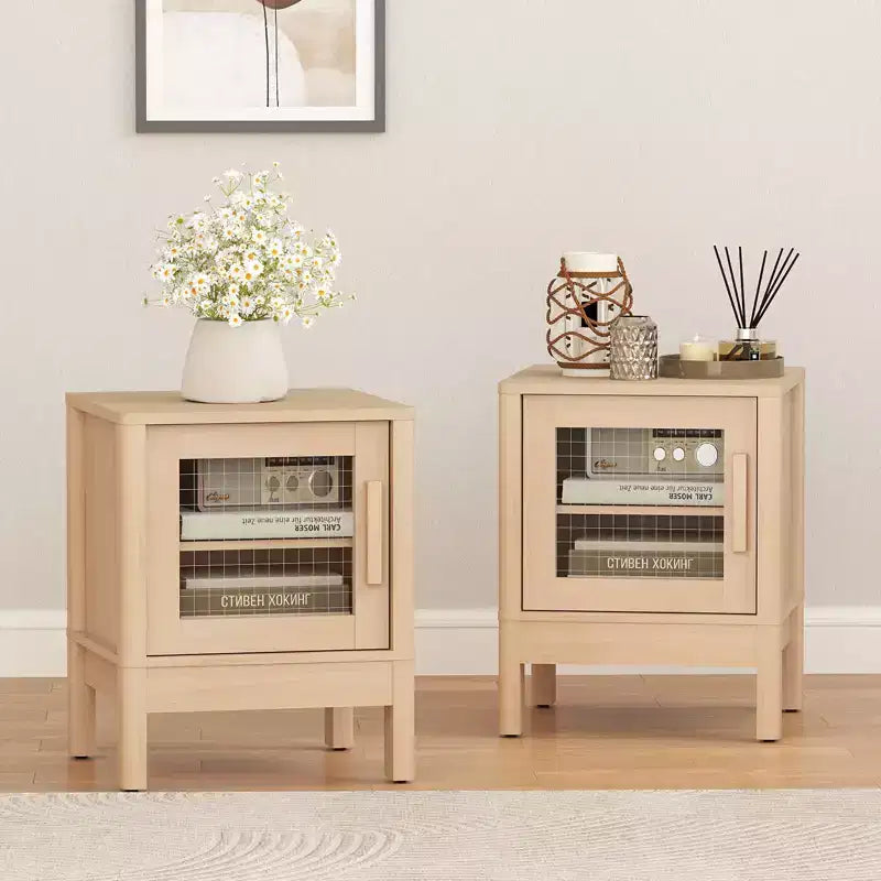 Bestier Table de chevet moderne avec panneau acrylique transparent et grand espace de rangement, 16x16x20 pouces - lot de 2
