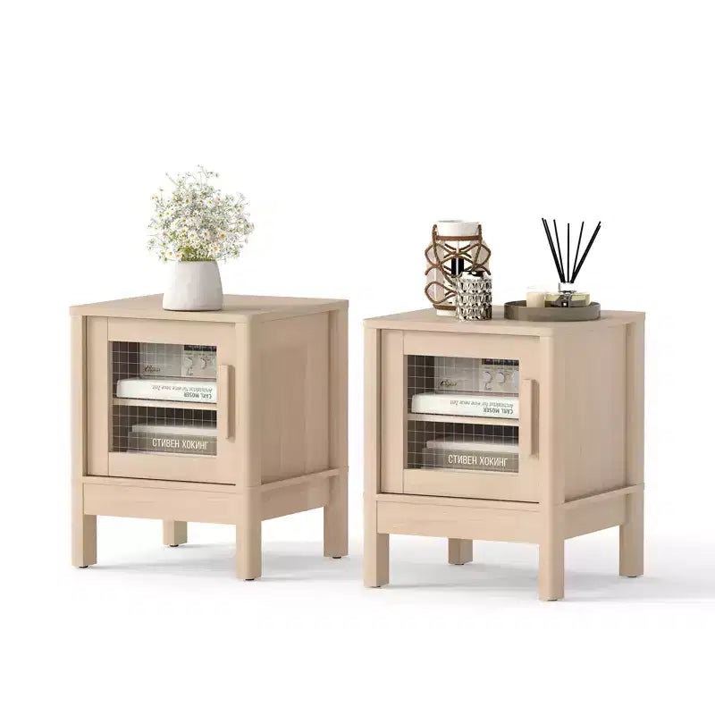 Bestier Table de chevet moderne avec panneau acrylique transparent et grand espace de rangement, 16x16x20 pouces - lot de 2