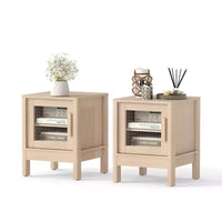 Bestier Table de chevet moderne avec panneau acrylique transparent et grand espace de rangement, 16x16x20 pouces - lot de 2